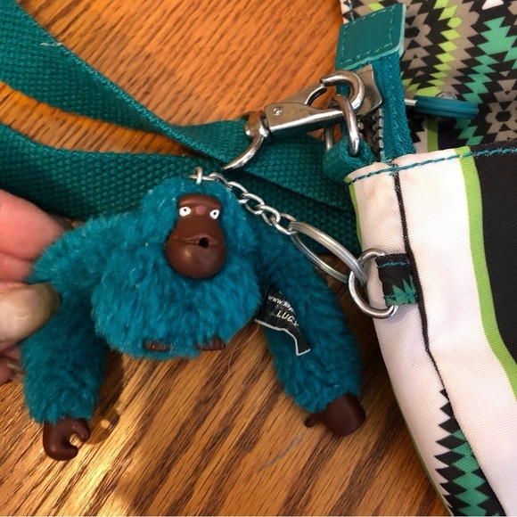 KIPLING Lucy, Crossbody Bag, Teal/White/Green/Black/Brown, 6.5”x8” - Picture 3 of 14